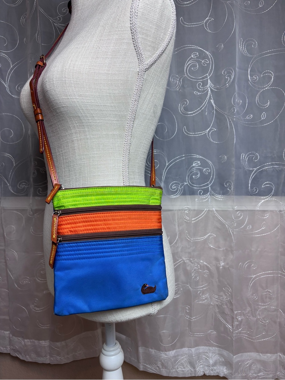 Dooney & Bourke Colorblock Nylon Triple Zip Crossbody Bag